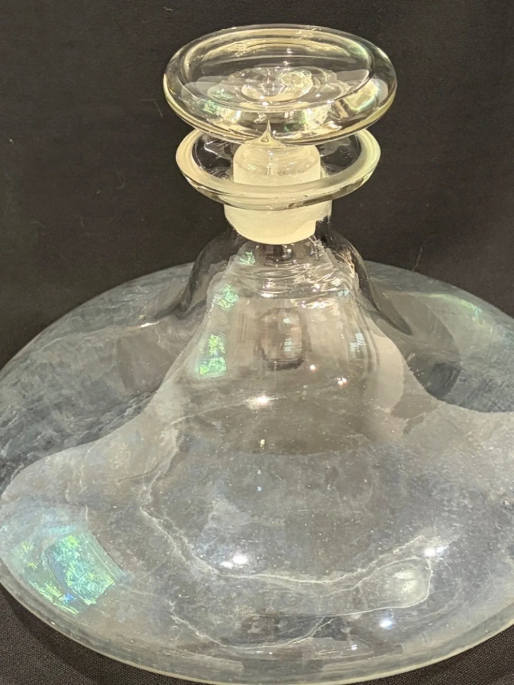 Vintage MCM Heavy Hand Blown Glass Ship Decanter Barware 7.5
